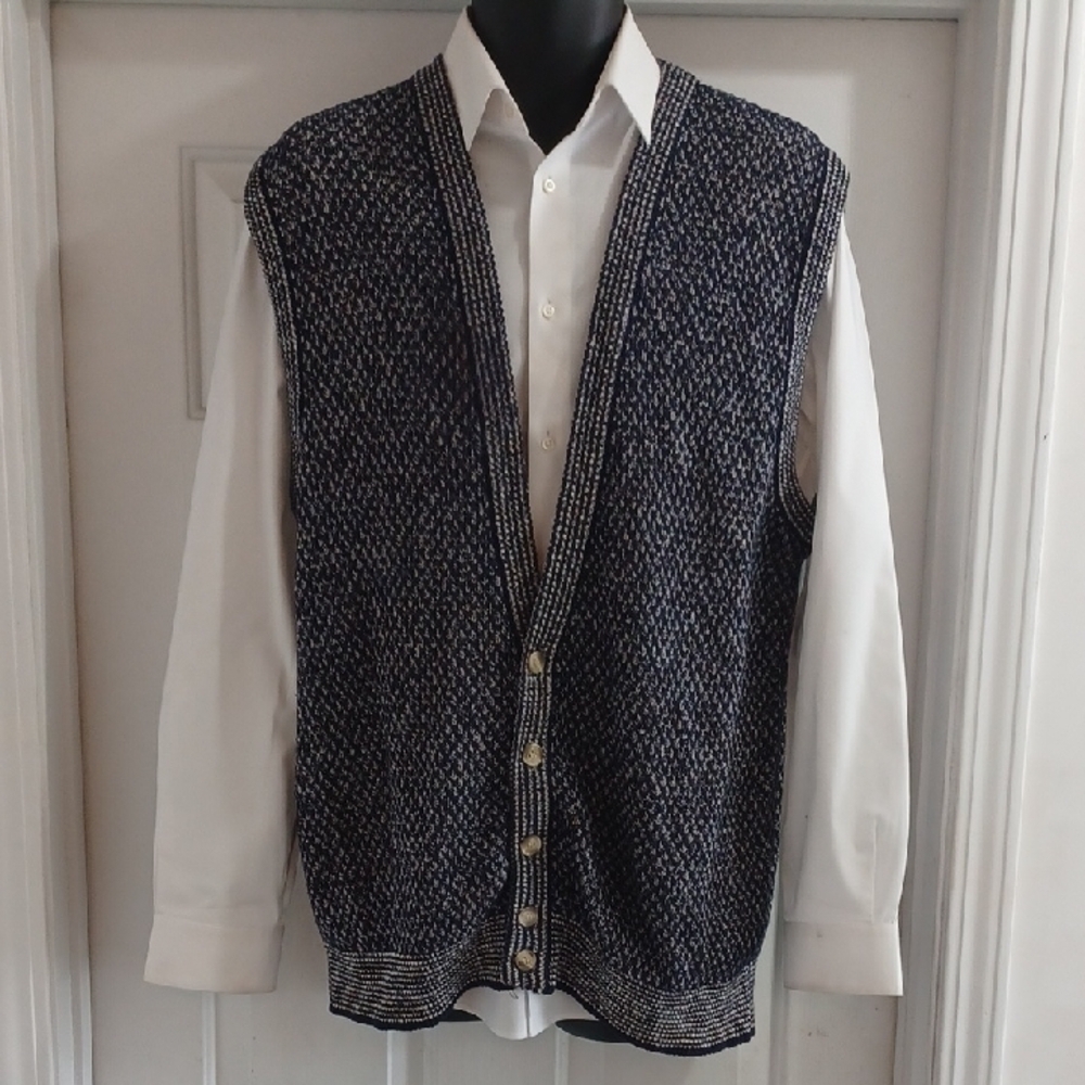 Grand Slam Tour Navy & White Knit Vest - Picture 1 of 6